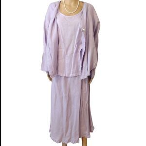 Rose Women's Size M or S Lavendar Purple Linen Skirt, Tank, And Button up Set